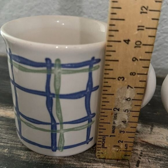 Set Of 3  Mugs With Blue & Green Plaid Design - Picture 5 of 6